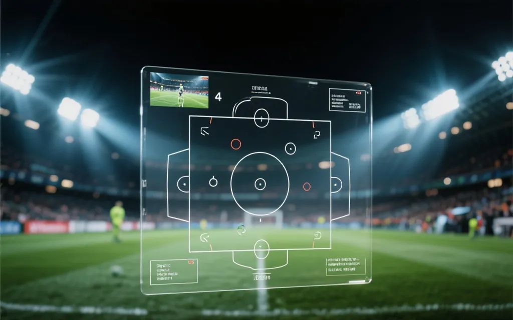 世界杯比赛回顾画面与战术板叠加的视觉占位图